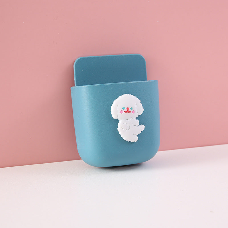 Cute Teen Remote Control Storage Box Cartoon Bedside Mobile Phone Hanger Stationery Makeup Brush Wall Wall Mounted Shelf