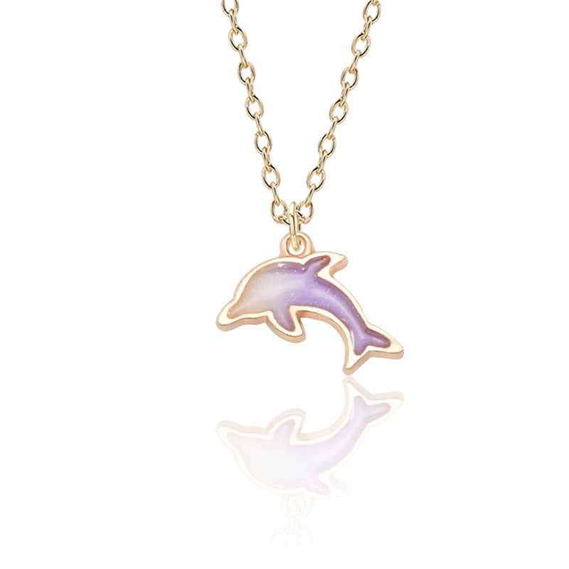 Korean cute little dolphin necklace jewelry gold alloy pendant pendant exquisite cartoon accessories