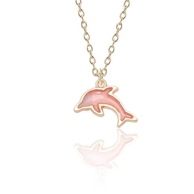 Korean cute little dolphin necklace jewelry gold alloy pendant pendant exquisite cartoon accessories
