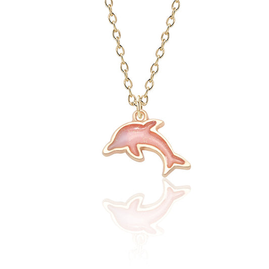 Korean cute little dolphin necklace jewelry gold alloy pendant pendant exquisite cartoon accessories