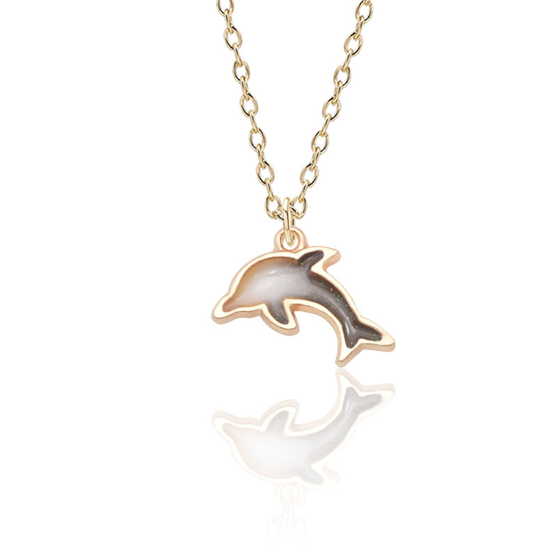 Korean cute little dolphin necklace jewelry gold alloy pendant pendant exquisite cartoon accessories