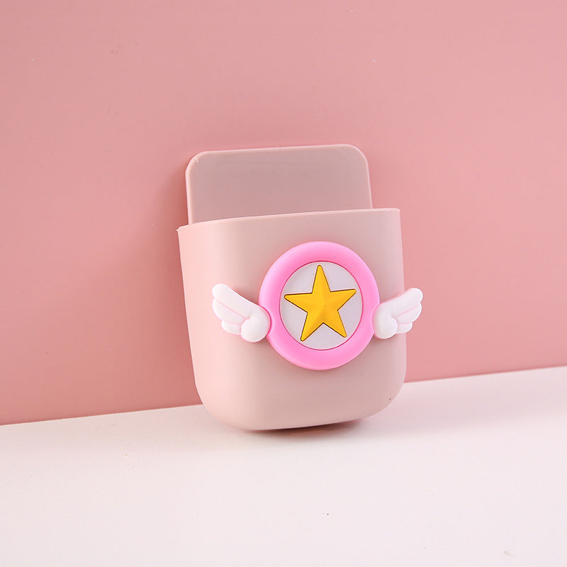 Cute Teen Remote Control Storage Box Cartoon Bedside Mobile Phone Hanger Stationery Makeup Brush Wall Wall Mounted Shelf
