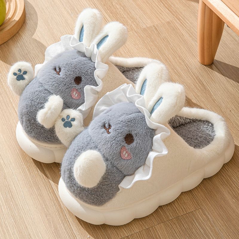 Kawaii high-end winter cotton slippers women's new non-slip warm cute cartoon