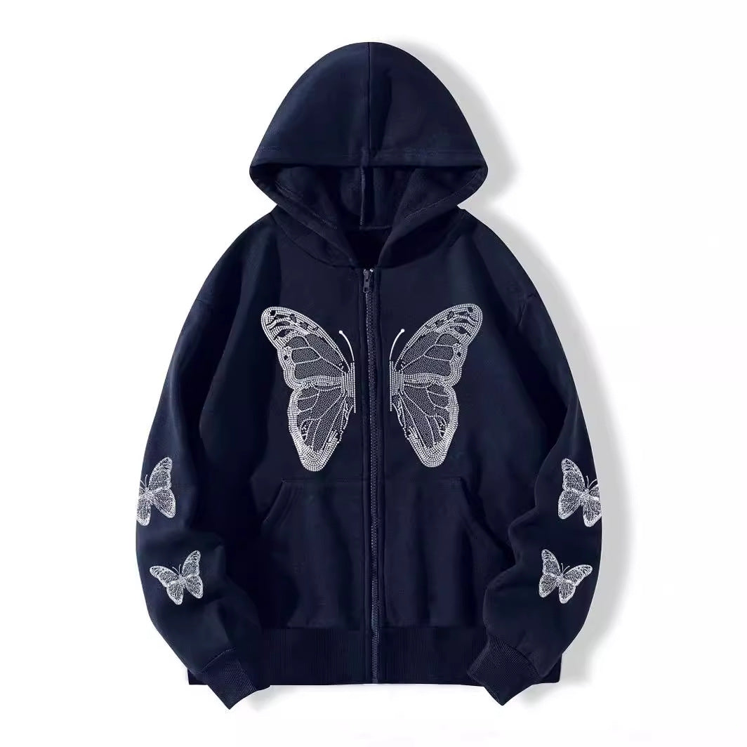 Y2K Sparkle Butterfly Oversized Hoodie