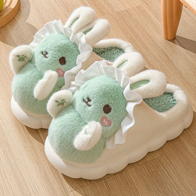 Kawaii high-end winter cotton slippers women's new non-slip warm cute cartoon