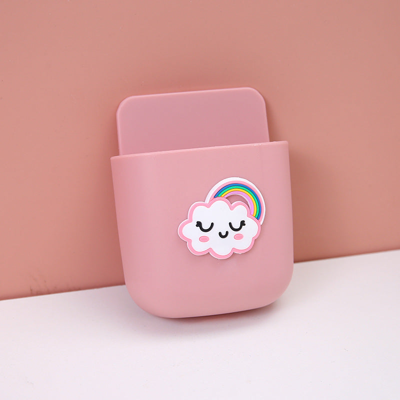 Cute Teen Remote Control Storage Box Cartoon Bedside Mobile Phone Hanger Stationery Makeup Brush Wall Wall Mounted Shelf