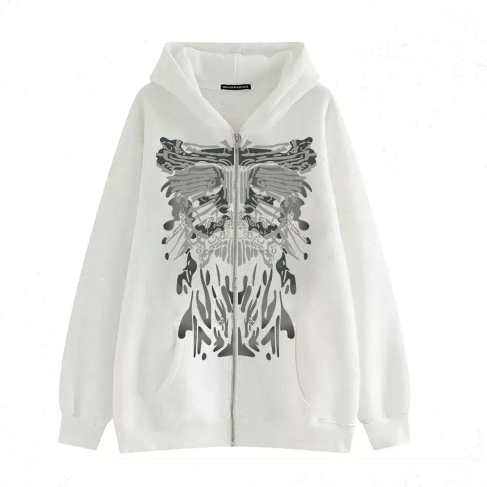 Dark print sweatshirt women's street tide sexy hottie velvet hoodie loose and versatile Y2K retro zipper sweatshirt