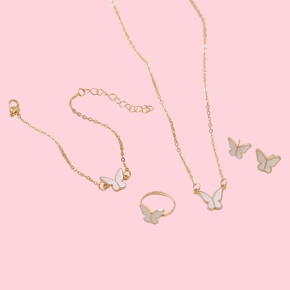 Cute y2k Butterfly drop glaze necklace delicate clavicle necklace set