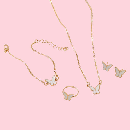 Cute y2k Butterfly drop glaze necklace delicate clavicle necklace set