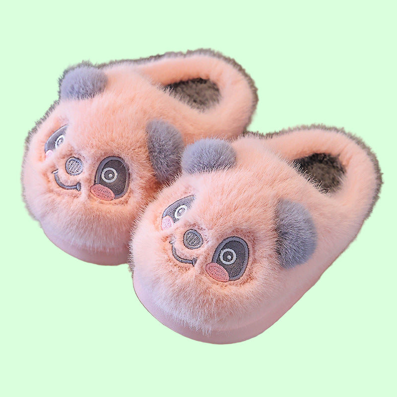 Kawaii Cotton Slippers Winter Cute Panda Fleece Thick-soled Non-Slip Warm Kids Adults