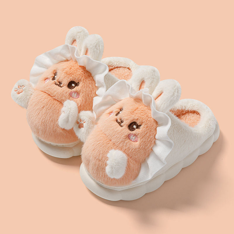 Kawaii high-end winter cotton slippers women's new non-slip warm cute cartoon
