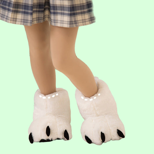 Autumn and winter cute plush bear paw shoes cartoon doll couple warm cotton shoes men's and women's home indoor slippers
