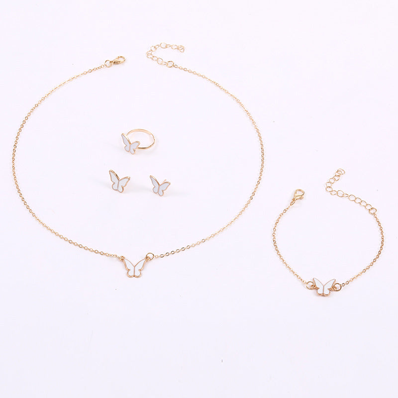 Cute y2k Butterfly drop glaze necklace delicate clavicle necklace set