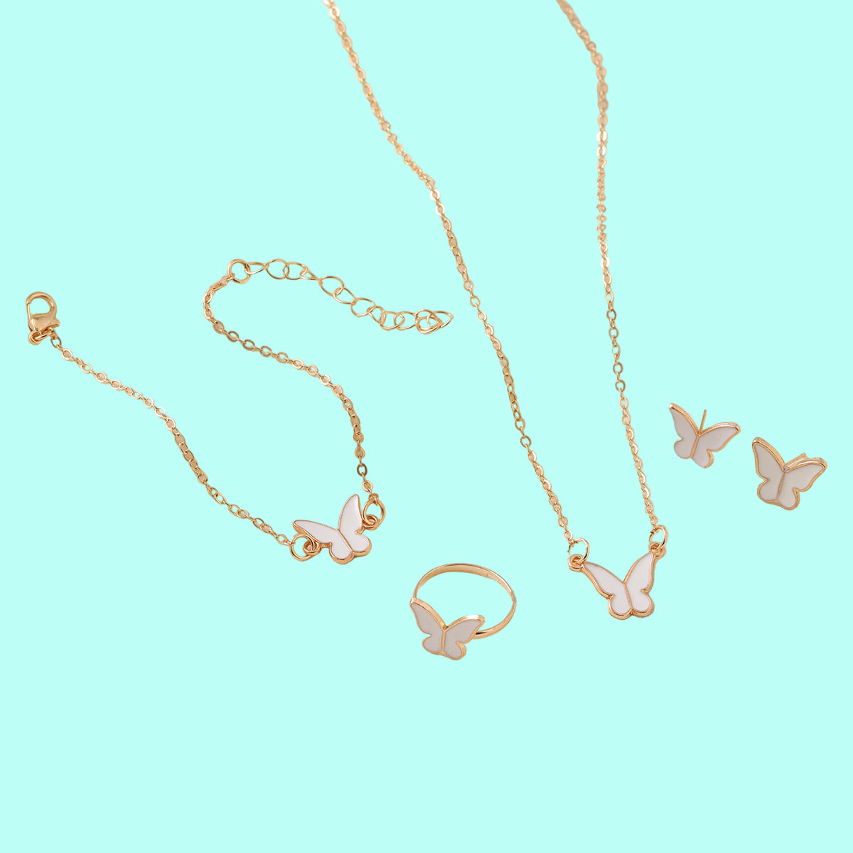 Cute y2k Butterfly drop glaze necklace delicate clavicle necklace set