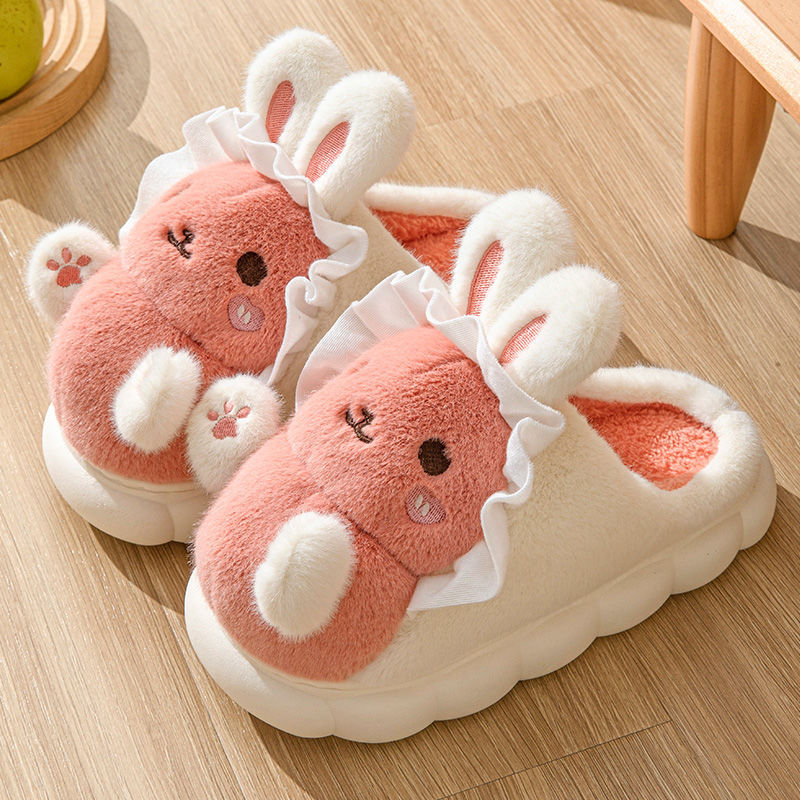 Kawaii high-end winter cotton slippers women's new non-slip warm cute cartoon