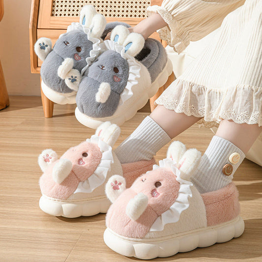 Kawaii high-end winter cotton slippers women's new non-slip warm cute cartoon