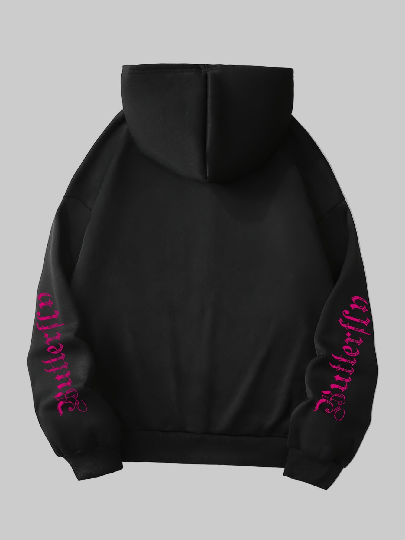 Fleece thickened Y2K butterfly print loose pockets hooded zipper women's sweatshirt jacket