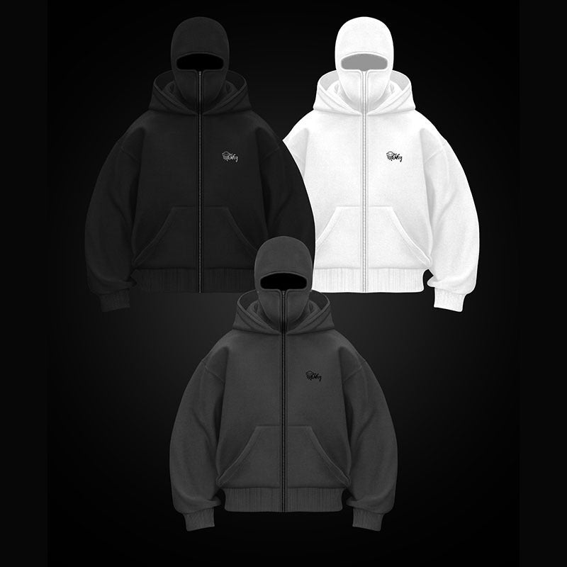 Double hat unique design hooded sweatshirt autumn and winter new unisex loose Y2K sweatshirt