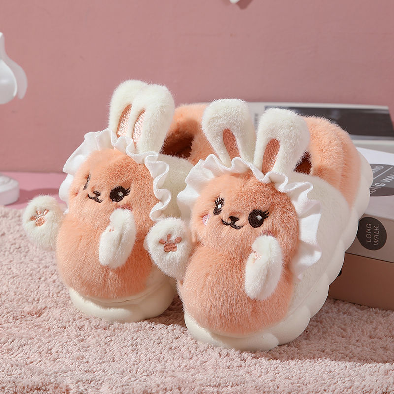 Kawaii high-end winter cotton slippers women's new non-slip warm cute cartoon