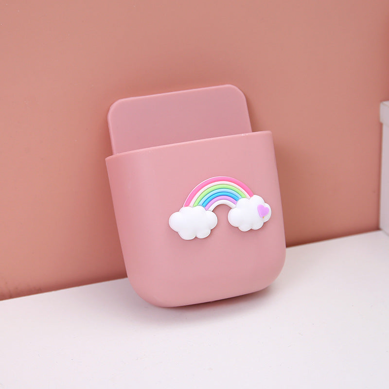 Cute Teen Remote Control Storage Box Cartoon Bedside Mobile Phone Hanger Stationery Makeup Brush Wall Wall Mounted Shelf