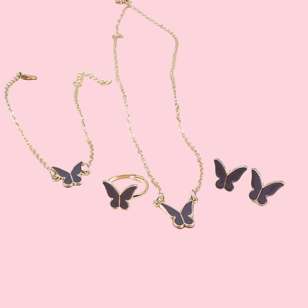Cute y2k Butterfly drop glaze necklace delicate clavicle necklace set