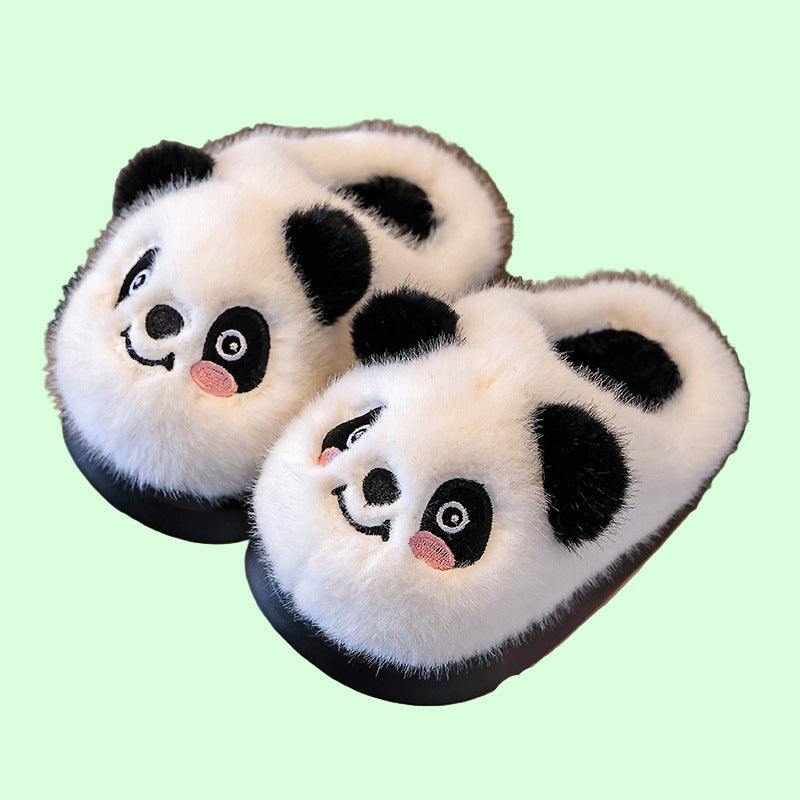 Kawaii Cotton Slippers Winter Cute Panda Fleece Thick-soled Non-Slip Warm Kids Adults