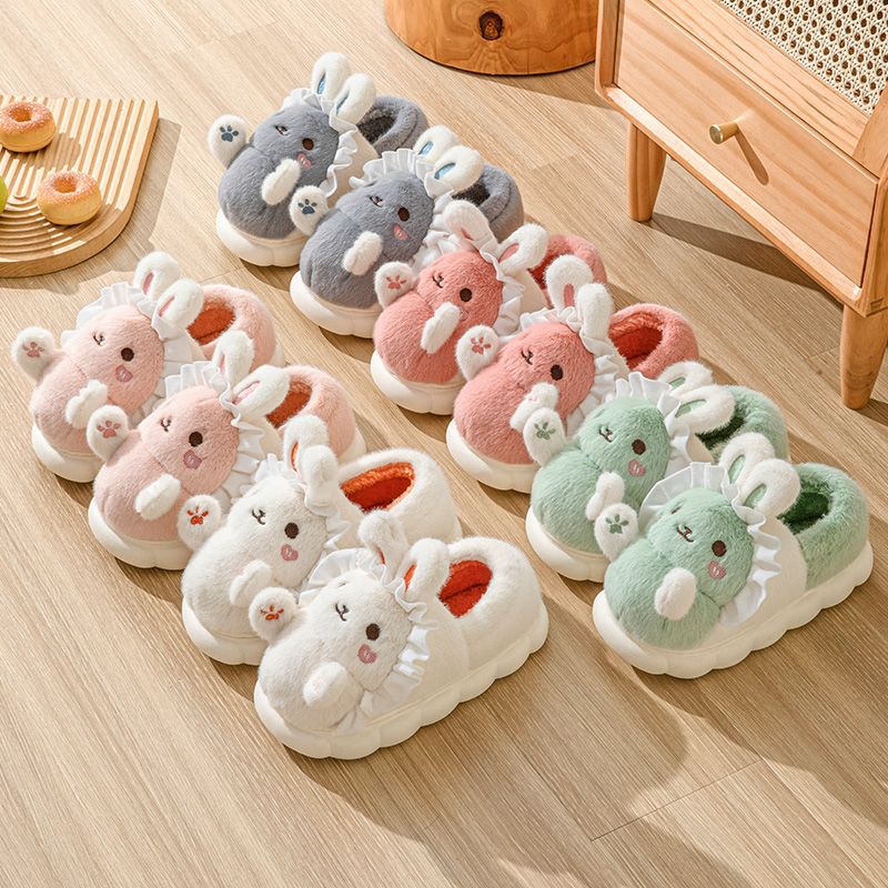 Kawaii high-end winter cotton slippers women's new non-slip warm cute cartoon