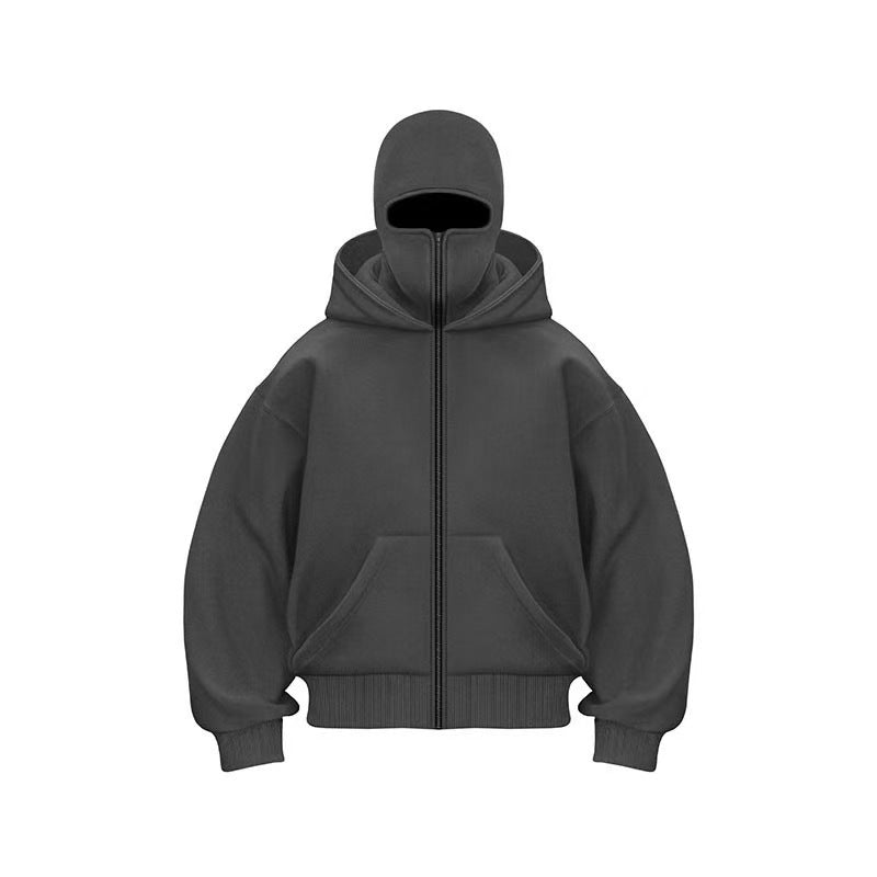 Double hat unique design hooded sweatshirt autumn and winter new unisex loose Y2K sweatshirt