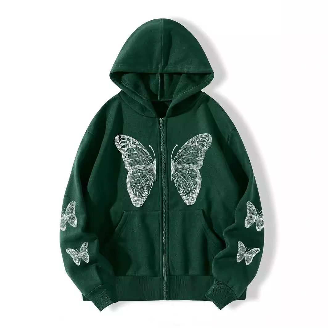 Y2K Sparkle Butterfly Oversized Hoodie
