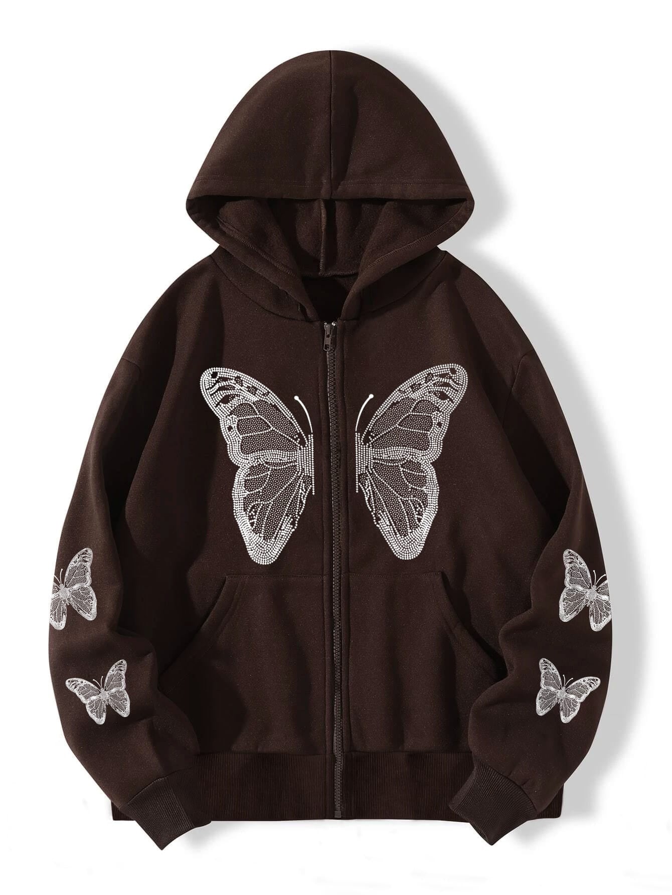 Y2K Sparkle Butterfly Oversized Hoodie