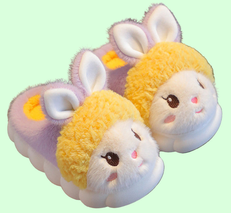 Kawaii Cotton Slippers Winter Cute Panda Fleece Thick-soled Non-Slip Warm Kids Adults