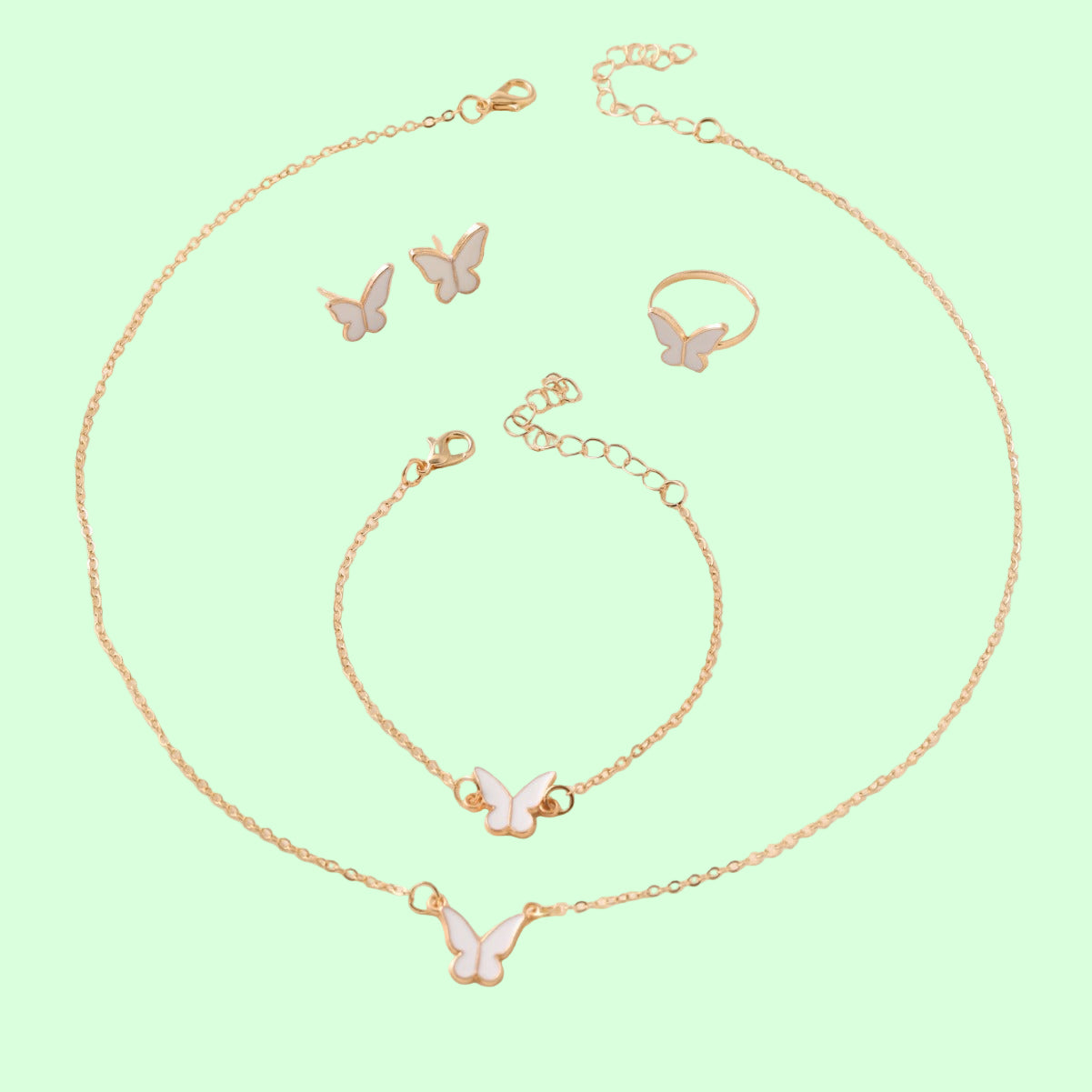 Cute y2k Butterfly drop glaze necklace delicate clavicle necklace set