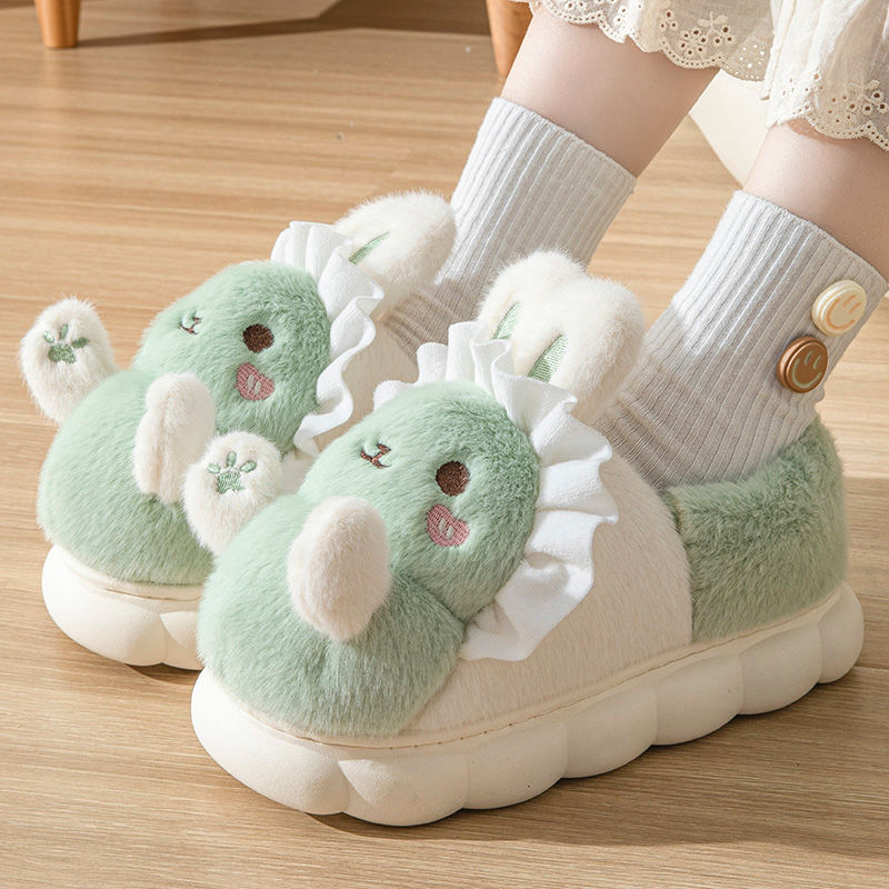 Kawaii high-end winter cotton slippers women's new non-slip warm cute cartoon