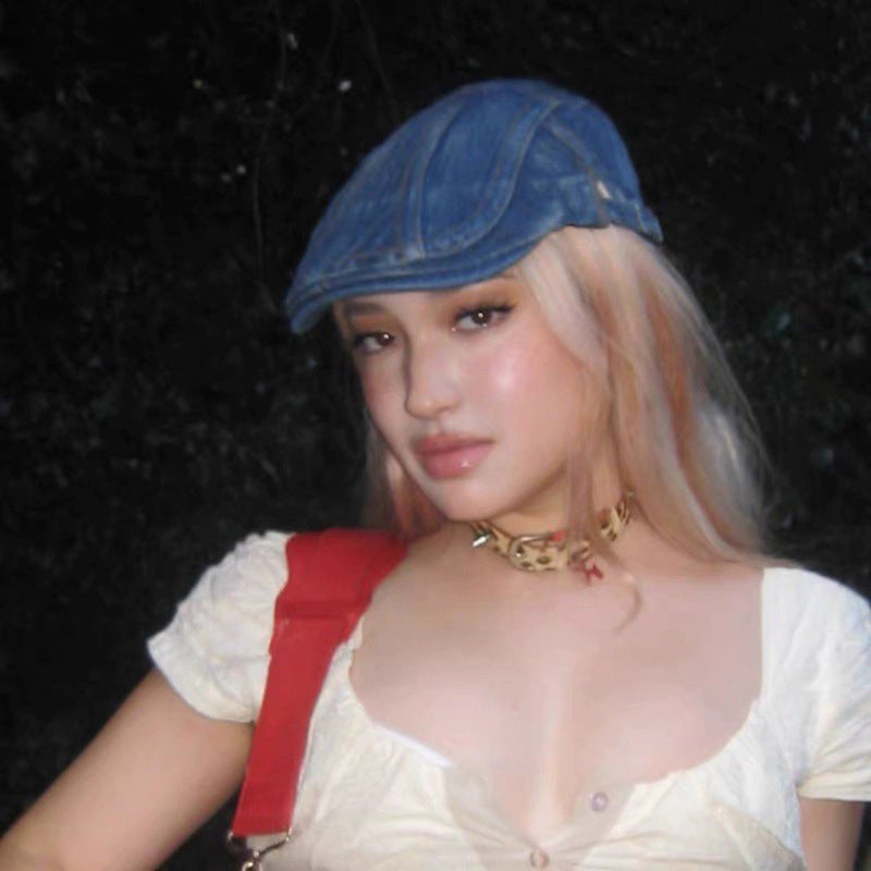 Leopard horsehair red puppy choker niche collar Y2K sweet cool babes design punk leather neckband