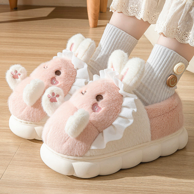 Kawaii high-end winter cotton slippers women's new non-slip warm cute cartoon