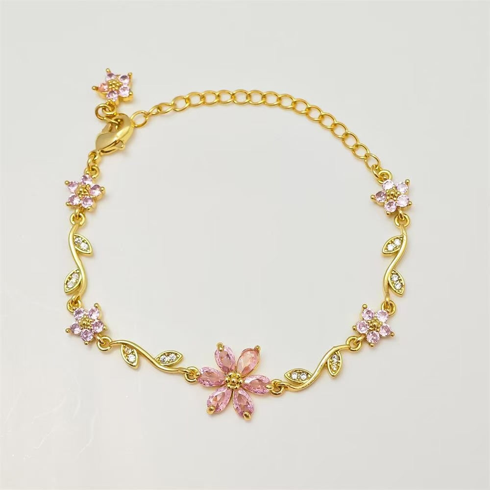 Cute sweet bracelet love zircon butterfly festival plated 18K real gold