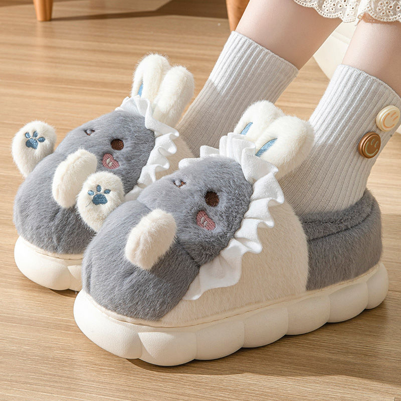 Kawaii high-end winter cotton slippers women's new non-slip warm cute cartoon