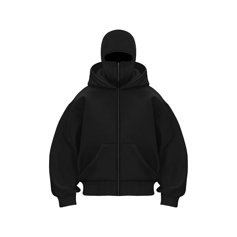 Double hat unique design hooded sweatshirt autumn and winter new unisex loose Y2K sweatshirt