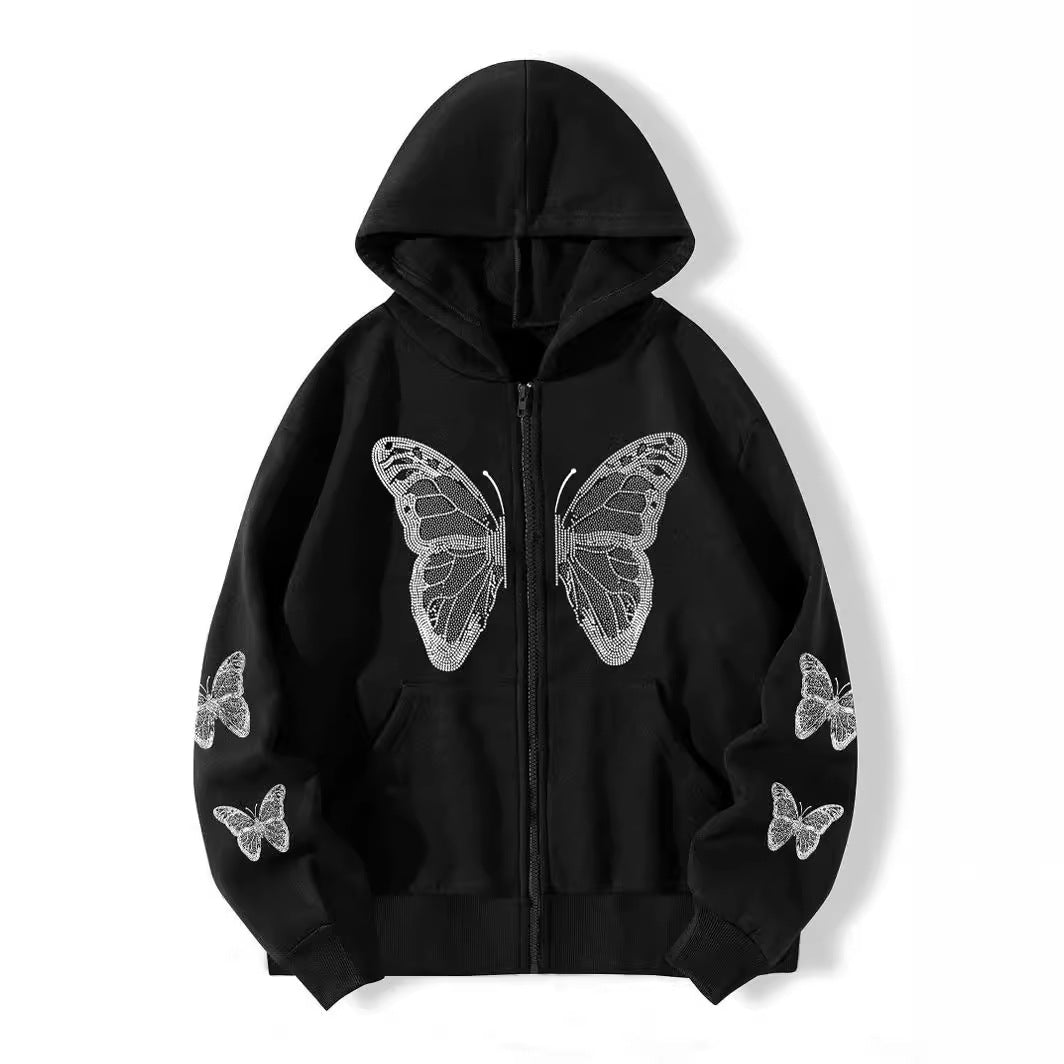 Y2K Sparkle Butterfly Oversized Hoodie