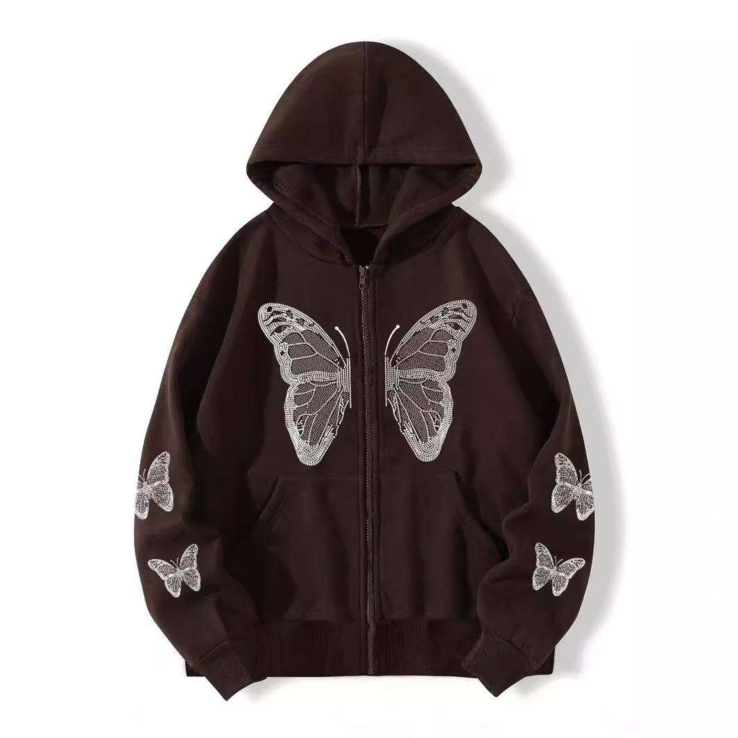 Y2K Sparkle Butterfly Oversized Hoodie