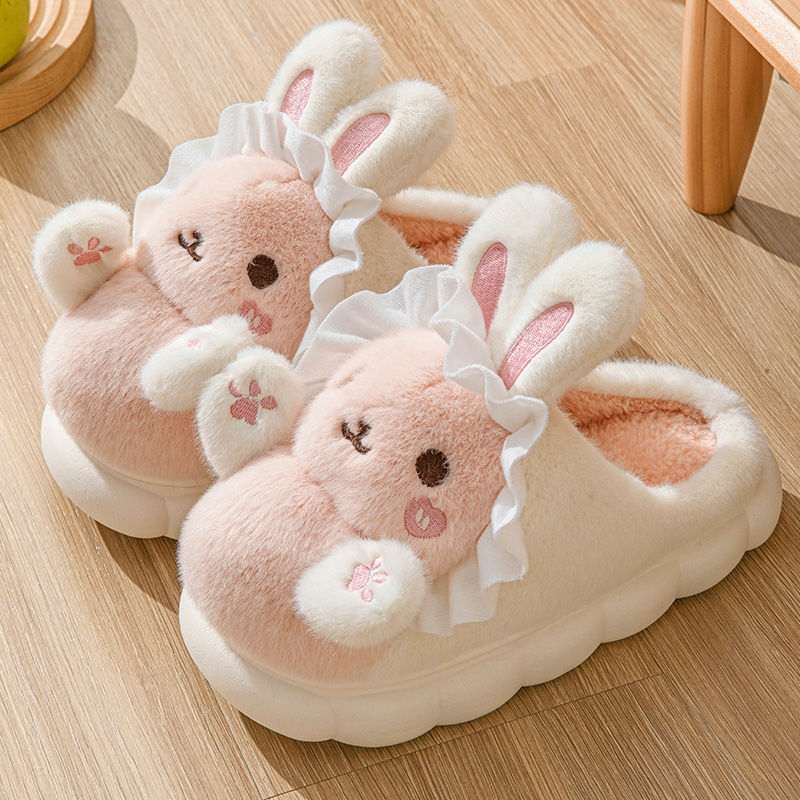 Kawaii high-end winter cotton slippers women's new non-slip warm cute cartoon