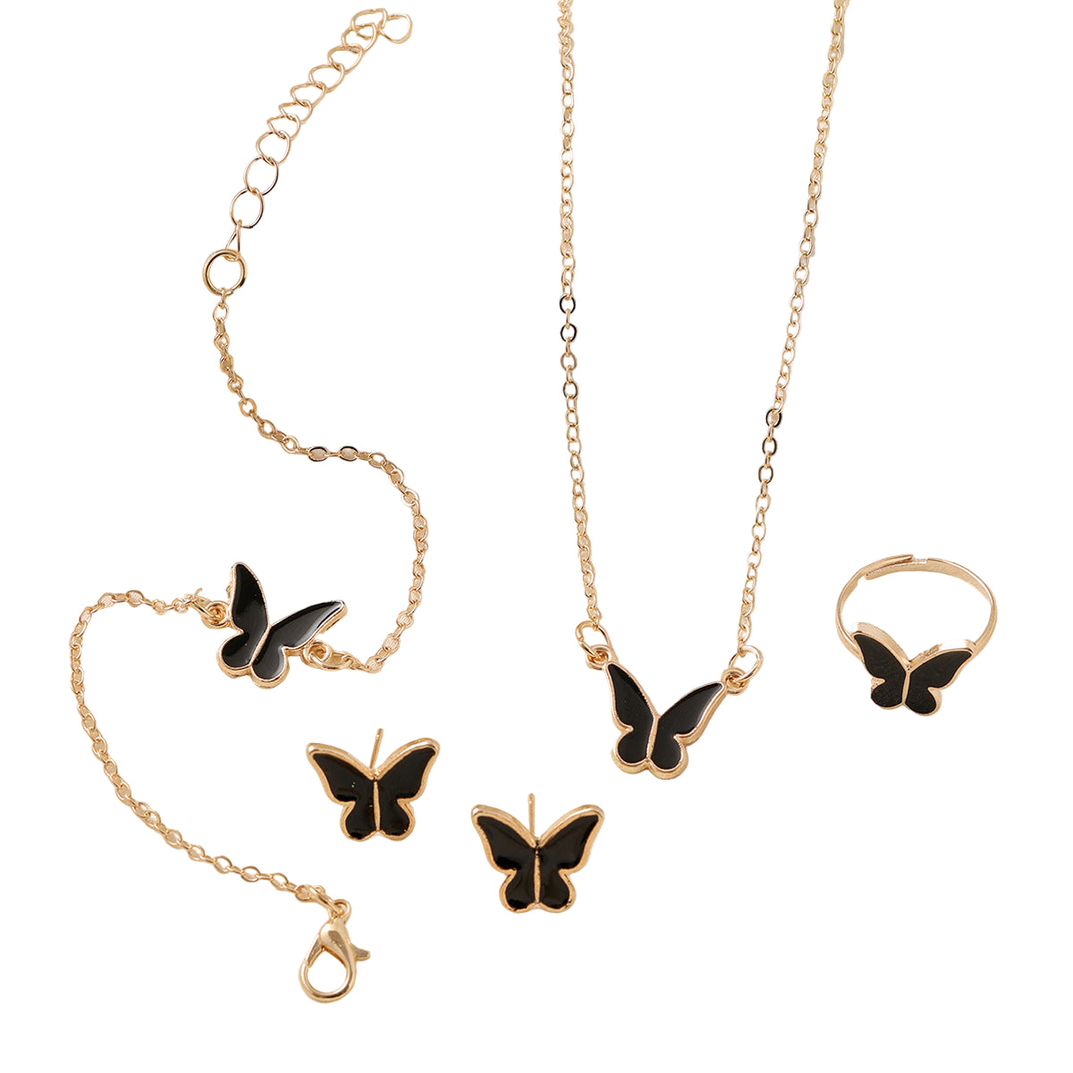 Cute y2k Butterfly drop glaze necklace delicate clavicle necklace set