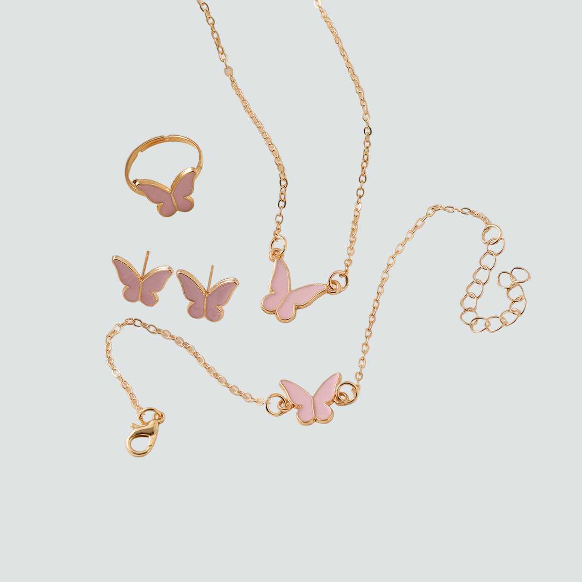 Cute y2k Butterfly drop glaze necklace delicate clavicle necklace set