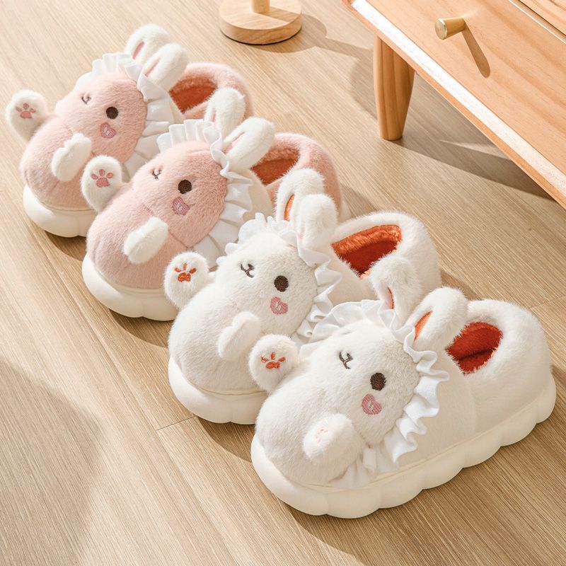 Kawaii high-end winter cotton slippers women's new non-slip warm cute cartoon