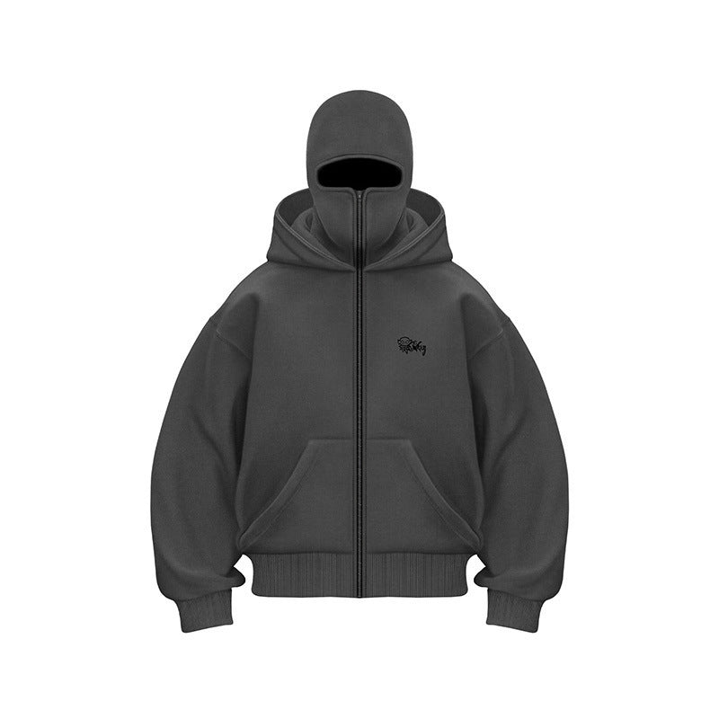 Double hat unique design hooded sweatshirt autumn and winter new unisex loose Y2K sweatshirt