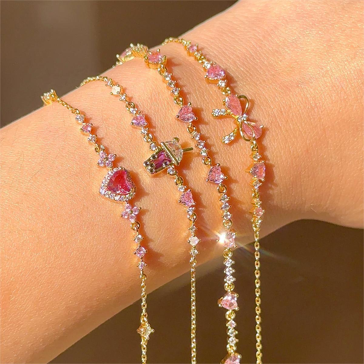 Cute sweet bracelet love zircon butterfly festival plated 18K real gold