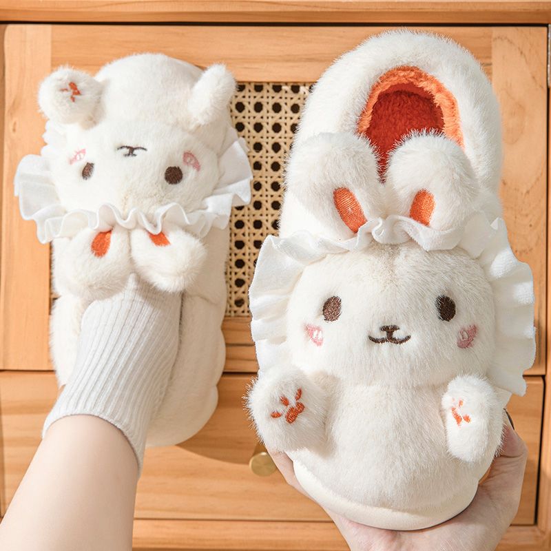 Kawaii high-end winter cotton slippers women's new non-slip warm cute cartoon