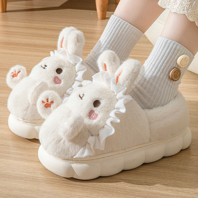 Kawaii high-end winter cotton slippers women's new non-slip warm cute cartoon