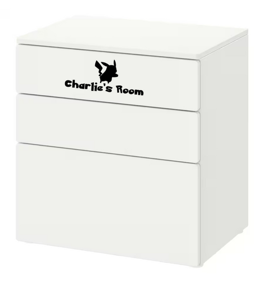 Personalised  Kid's Room Vinyl Decal - Choose Your Theme! Pikachu, Football, Dino + More!